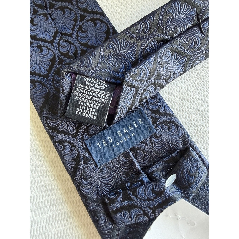 Ted Baker London Navy Floral Paisley Woven Jacquard Skinny BNWT 100% Silk Tie